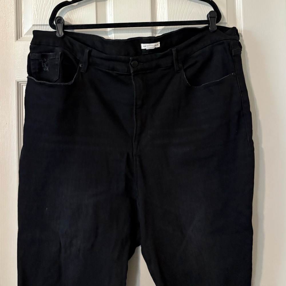 Good American Good Waist Crop Black 216 Raw Hem High Rise Skinny Jeans GWCDV844T - Picture 3 of 8